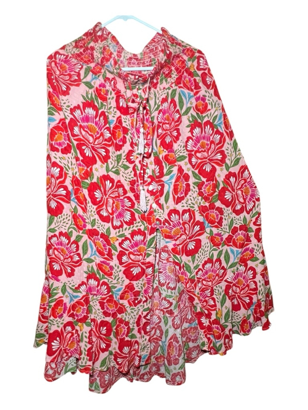 Rachel Zoe Pink & Red Floral Tiered Maxi Skirt